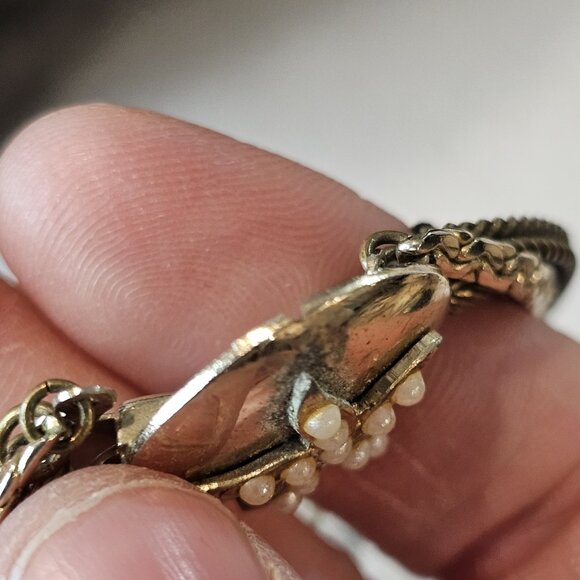 Vintage Lisner Mixed Metal Multi-strand Necklace Starfish Clasp Gold Tone 15 in - Picture 5 of 13